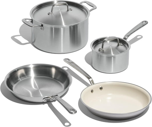 10 Piece Stainless Steel Cookware Set Frying Pans Saucepans Saucier Stock Pot