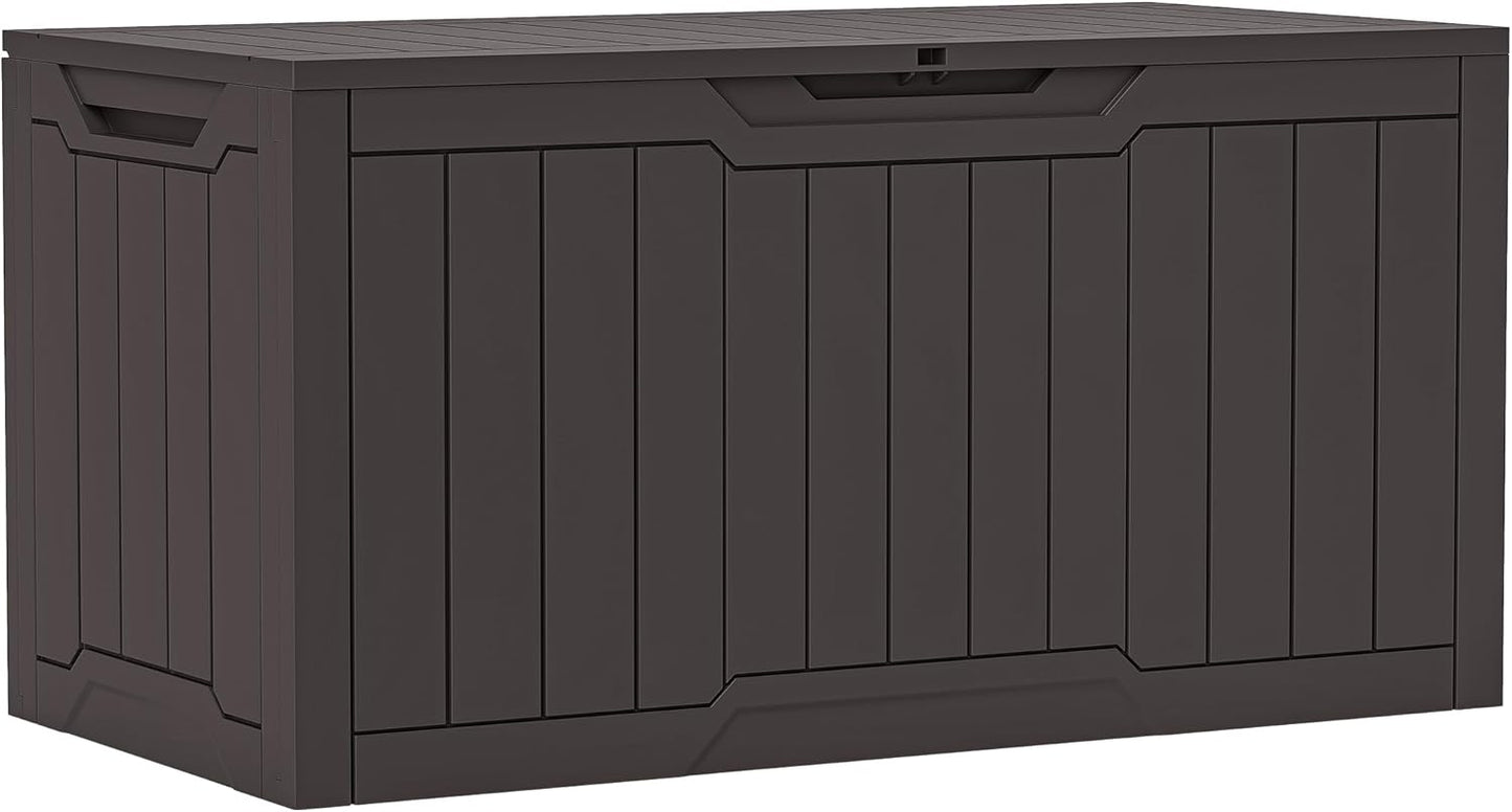 100 Gallon Resin Deck Box Weather Resistant Lockable Outdoor Storage Taupe