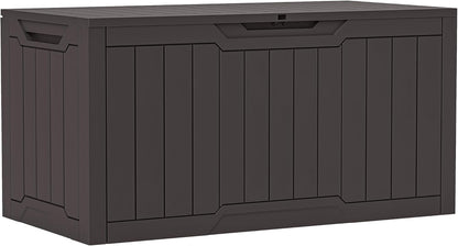 100 Gallon Resin Deck Box Weather Resistant Lockable Outdoor Storage Taupe
