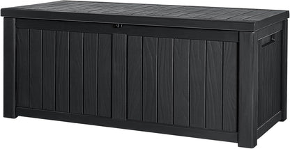 100 Gallon Large Resin Deck Box Waterproof Lockable Outdoor Storage Black