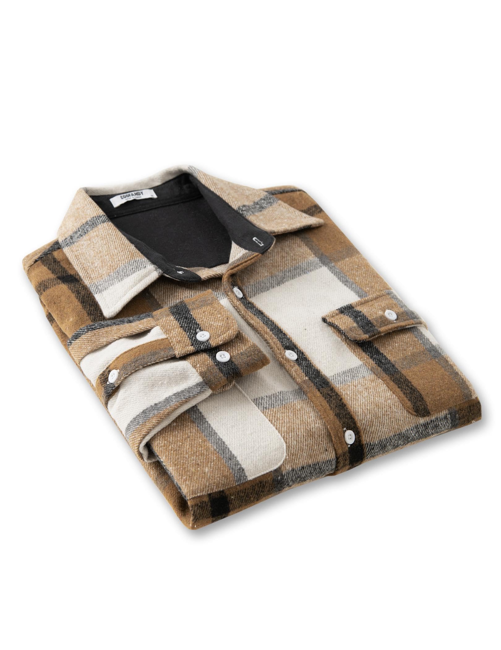 Mens Cotton Plaid Flannel Shirt Casual Long Sleeve Button Down Top