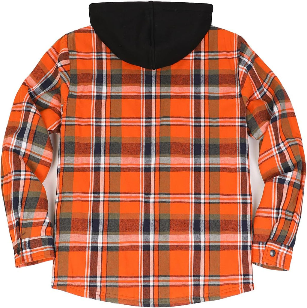 Men's Sherpa Lined Full Zip Hooded Plaid Shirt Jacket