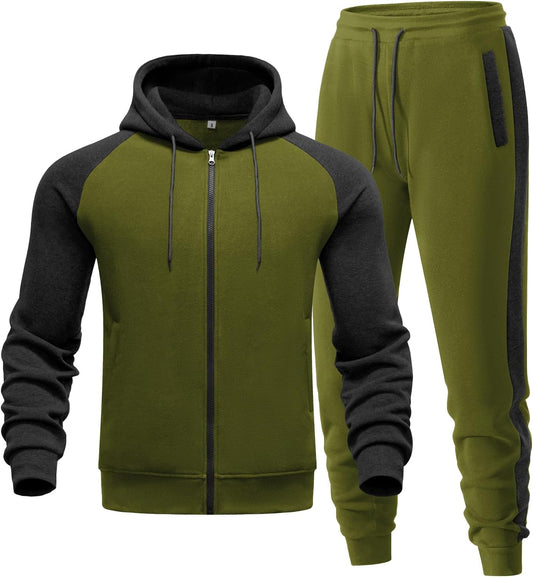 Men's Tracksuit 2 Pieces Set Zip Up Hoodie Outfit with Pockets