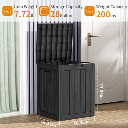 100 Gallon Resin Deck Box Lockable Waterproof Outdoor Storage Black