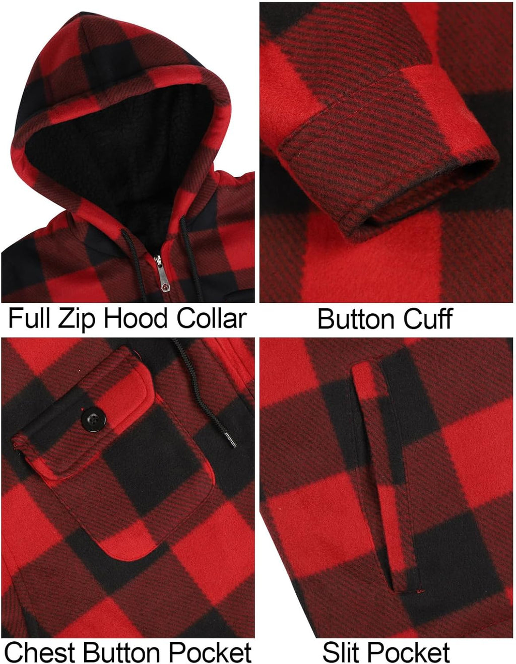 Heavyweight Hoodie for Men Winter Fleece Lined Warm Jacket