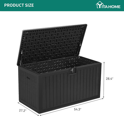 100 Gallon Resin Deck Box Weather Resistant Lockable Outdoor Storage Taupe