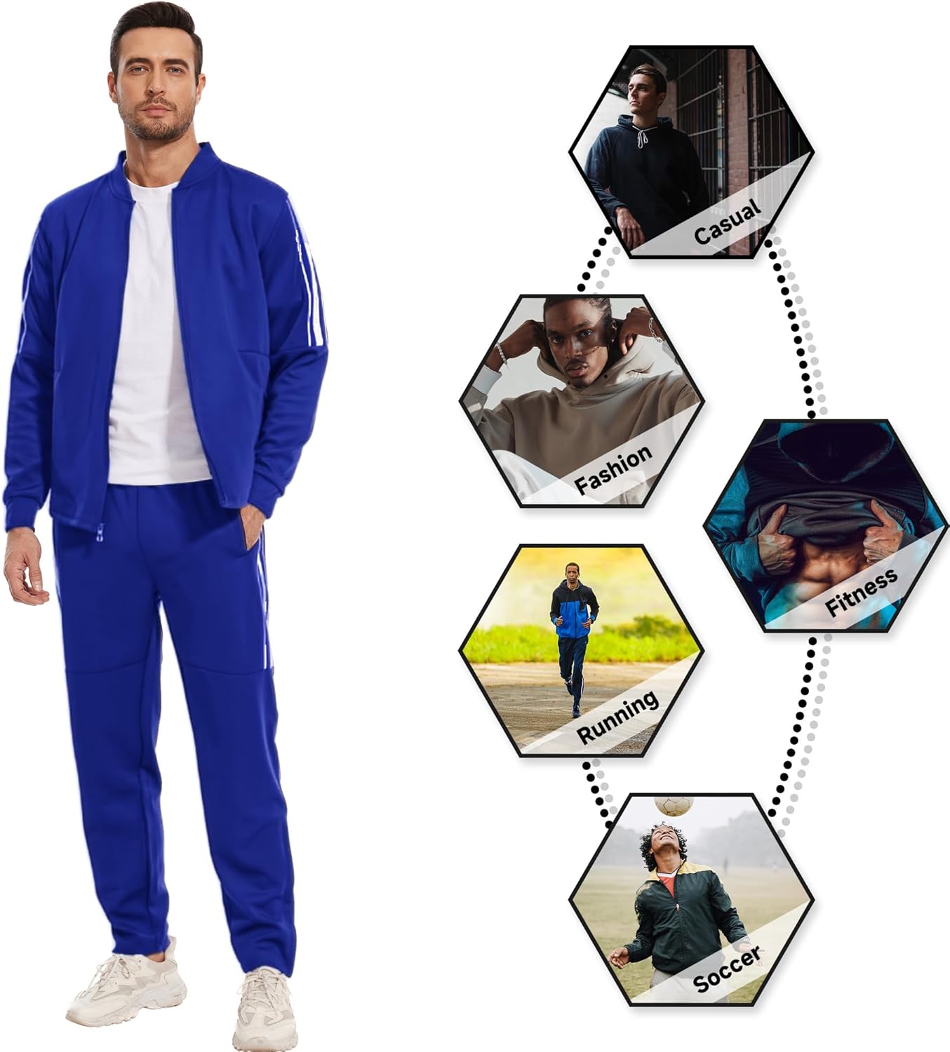2 Piece Casual Sweat Jogging Suit Set Athletic Full Zip Hoodies