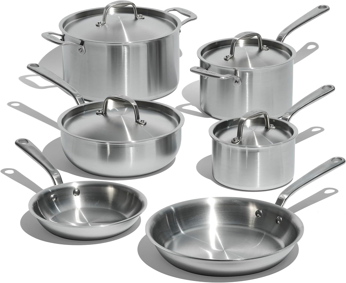 10 Piece Stainless Steel Cookware Set Frying Pans Saucepans Saucier Stock Pot