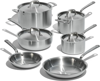 10 Piece Stainless Steel Cookware Set Frying Pans Saucepans Saucier Stock Pot