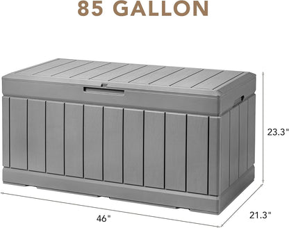100 Gallon Large Resin Deck Box Waterproof Lockable Outdoor Storage Black