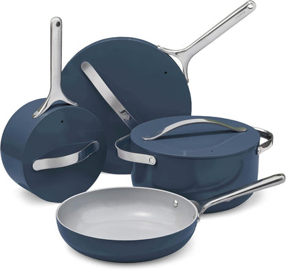 12 Piece Nonstick Ceramic Cookware Set Pots Pans Lids and Kitchen Storage Black