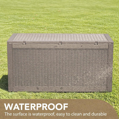 100 Gallon Large Resin Deck Box Waterproof Lockable Outdoor Storage Black