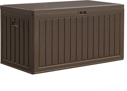 100 Gallon Resin Deck Box Weather Resistant Lockable Outdoor Storage Taupe