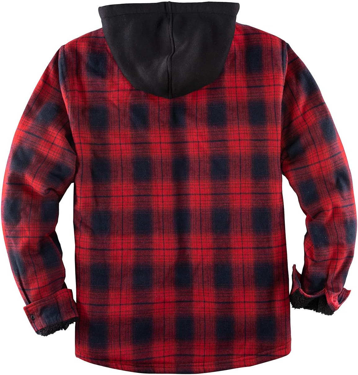 Men's Sherpa Lined Full Zip Hooded Plaid Shirt Jacket