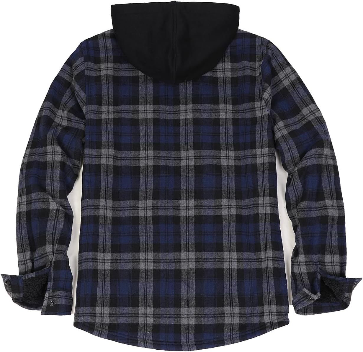 Men's Sherpa Lined Full Zip Hooded Plaid Shirt Jacket