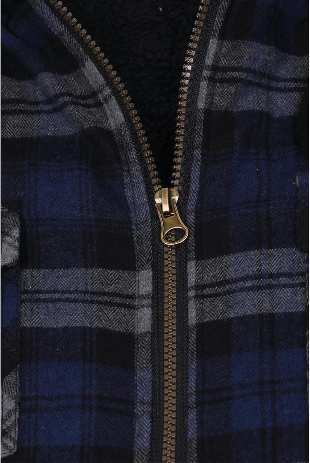 Men's Sherpa Lined Full Zip Hooded Plaid Shirt Jacket