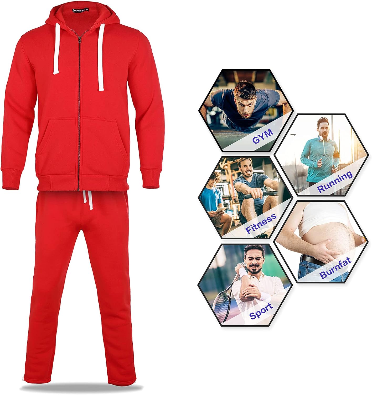 2 Piece Casual Sweat Jogging Suit Set Athletic Full Zip Hoodies