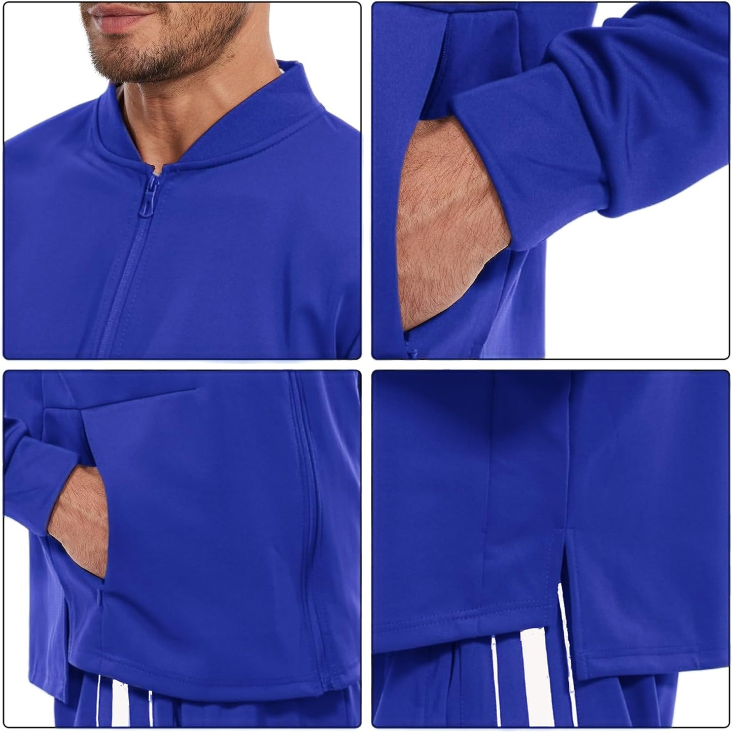 2 Piece Casual Sweat Jogging Suit Set Athletic Full Zip Hoodies