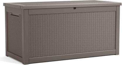 100 Gallon Resin Deck Box Lockable Waterproof Outdoor Storage Black