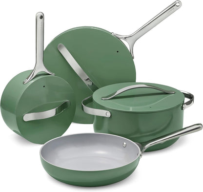 12 Piece Nonstick Ceramic Cookware Set Pots Pans Lids and Kitchen Storage Black