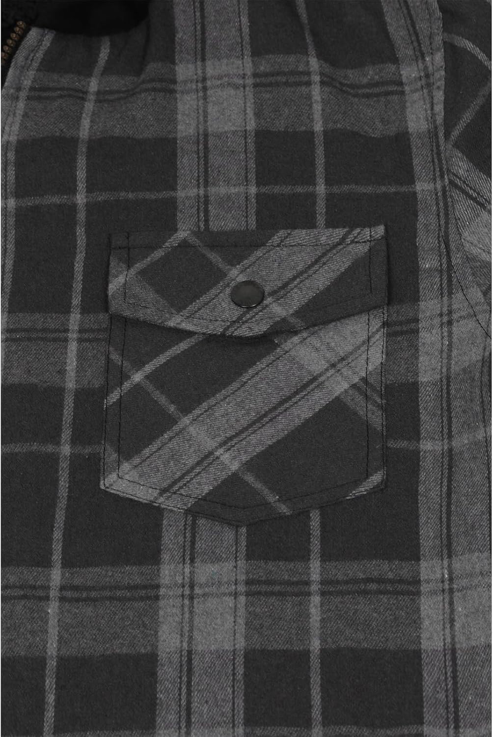 Men's Sherpa Lined Full Zip Hooded Plaid Shirt Jacket