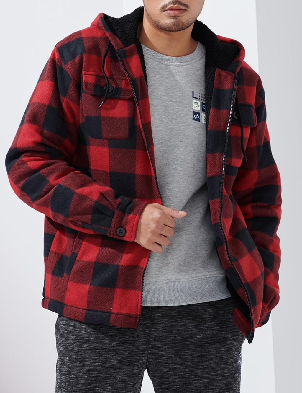 Heavyweight Hoodie for Men Winter Fleece Lined Warm Jacket