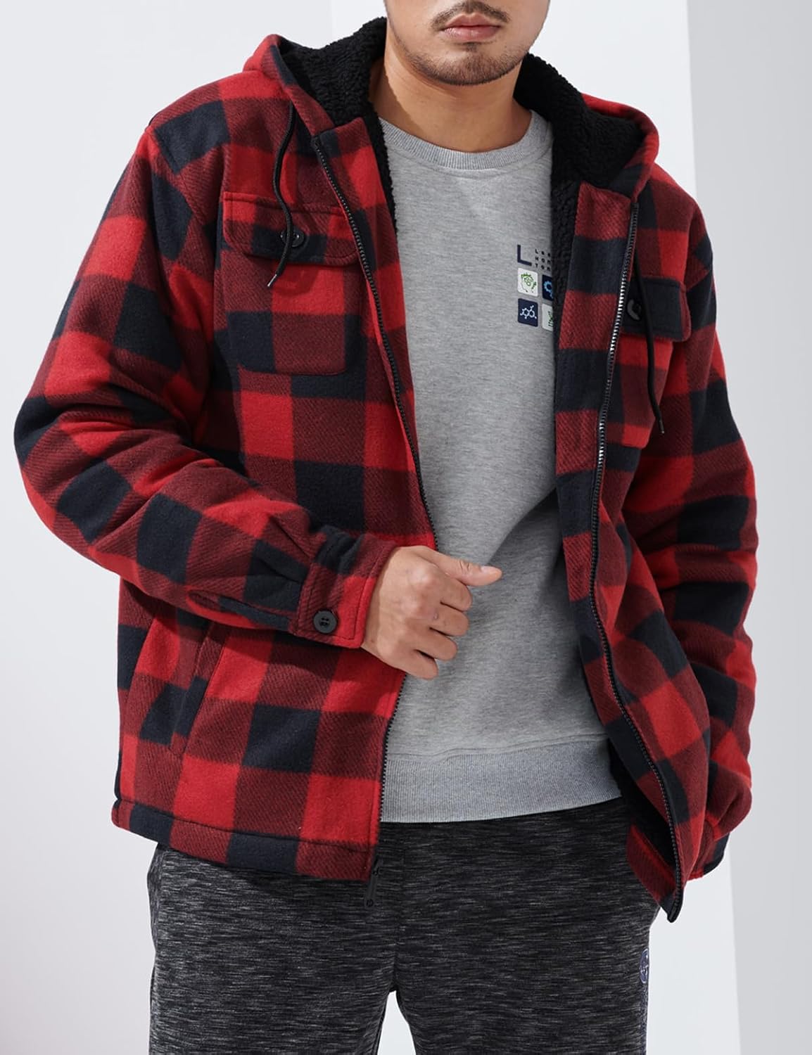 Heavyweight Hoodie for Men Winter Fleece Lined Warm Jacket