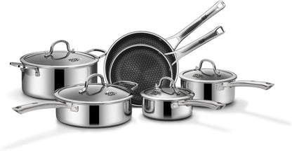 14 Piece Non Stick Pots and Pans Set Stainless Steel Cookware PFOA Free Induction