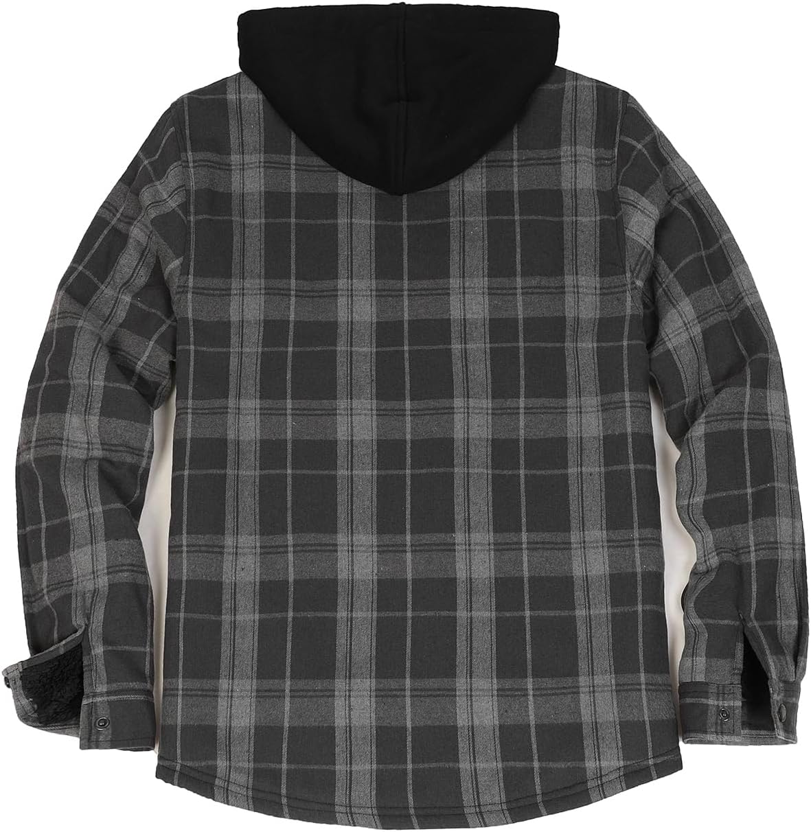 Men's Sherpa Lined Full Zip Hooded Plaid Shirt Jacket