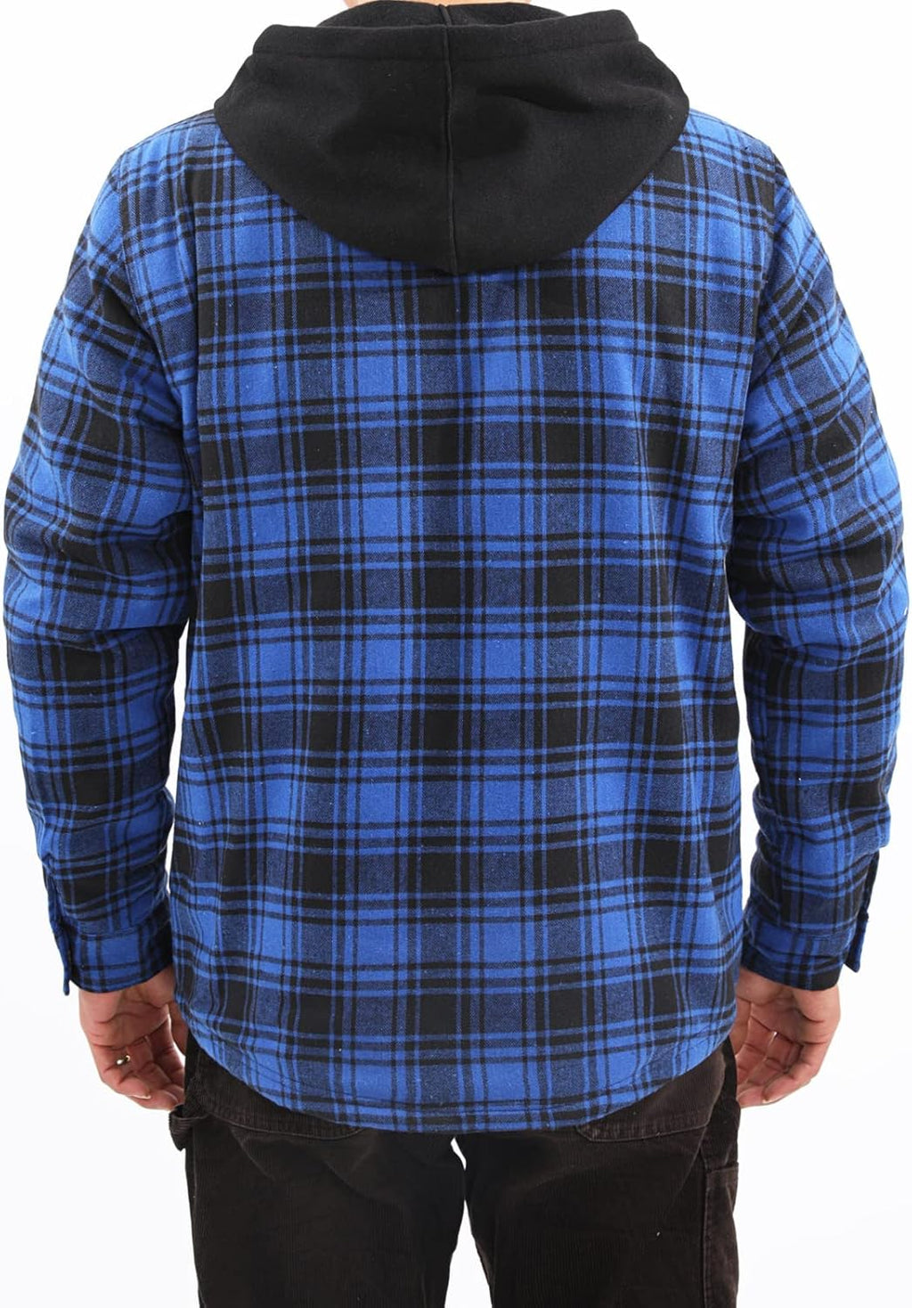 Men's Sherpa Lined Full Zip Hooded Plaid Shirt Jacket