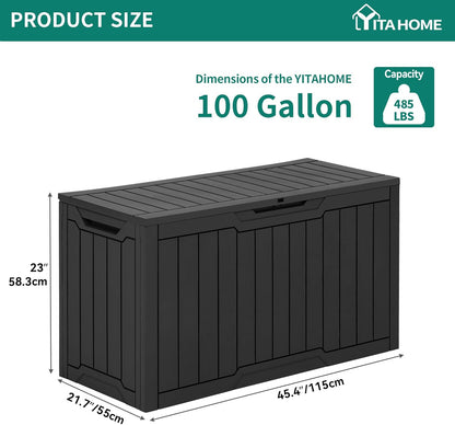 100 Gallon Resin Deck Box Weather Resistant Lockable Outdoor Storage Taupe