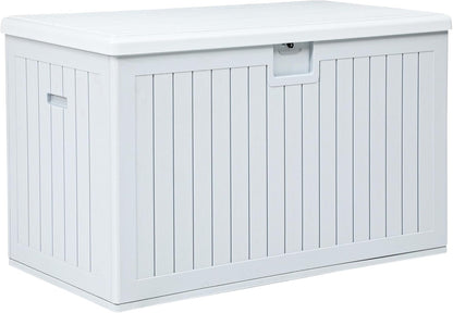 100 Gallon Resin Deck Box Weather Resistant Lockable Outdoor Storage Taupe