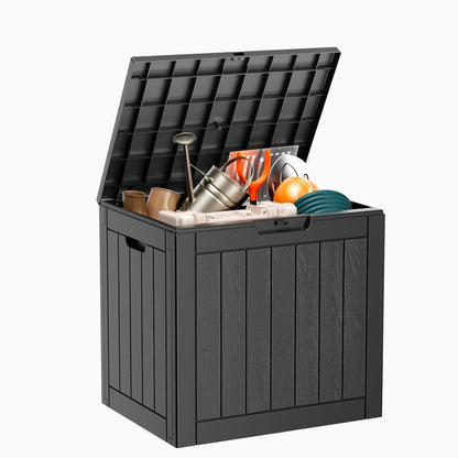 100 Gallon Resin Deck Box Lockable Waterproof Outdoor Storage Black
