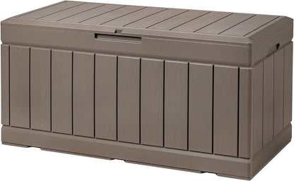100 Gallon Large Resin Deck Box Waterproof Lockable Outdoor Storage Black