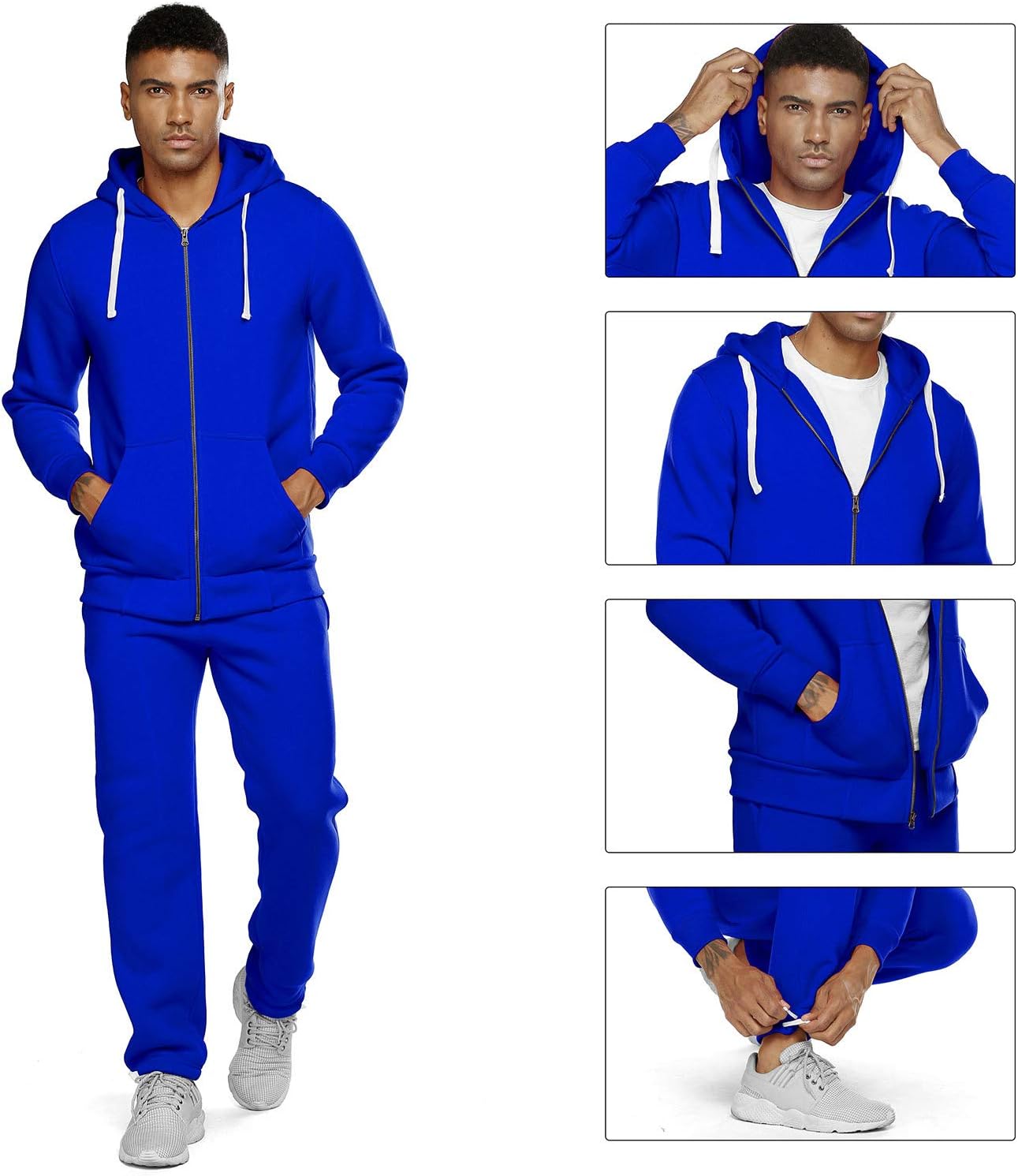 2 Piece Casual Sweat Jogging Suit Set Athletic Full Zip Hoodies