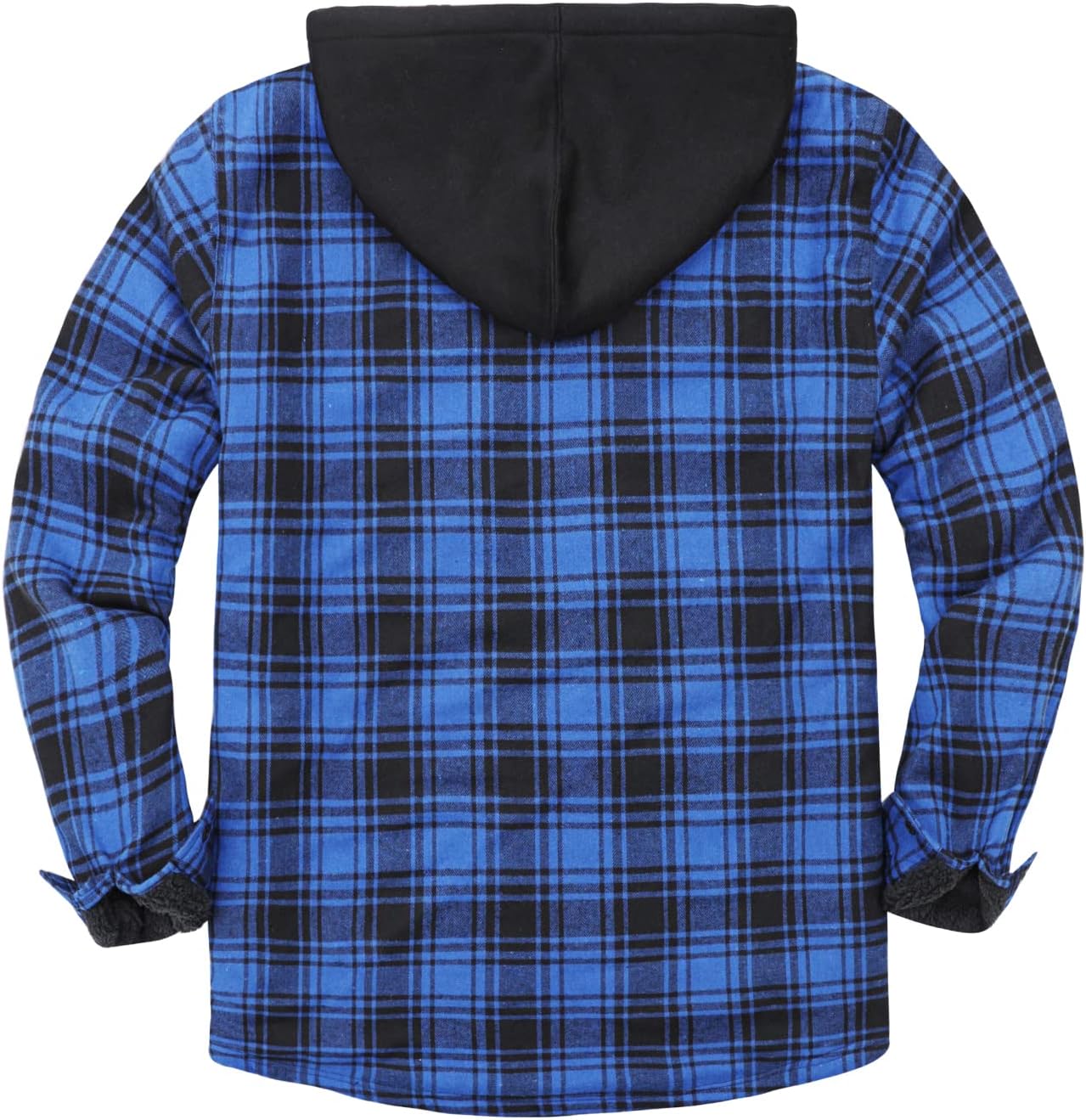 Men's Sherpa Lined Full Zip Hooded Plaid Shirt Jacket