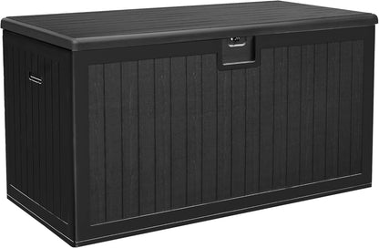 100 Gallon Resin Deck Box Weather Resistant Lockable Outdoor Storage Taupe