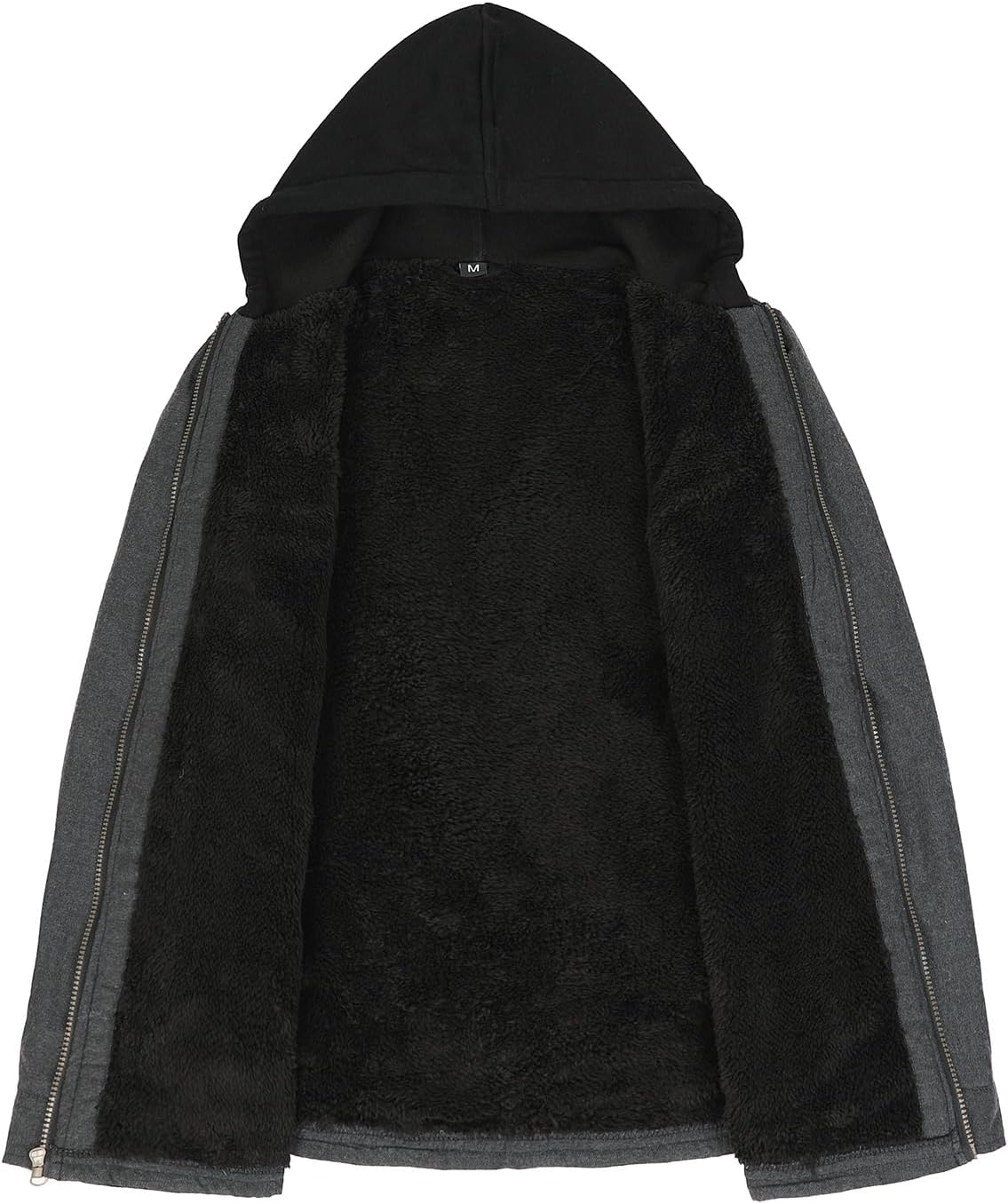 Men's Sherpa Lined Full Zip Hooded Plaid Shirt Jacket