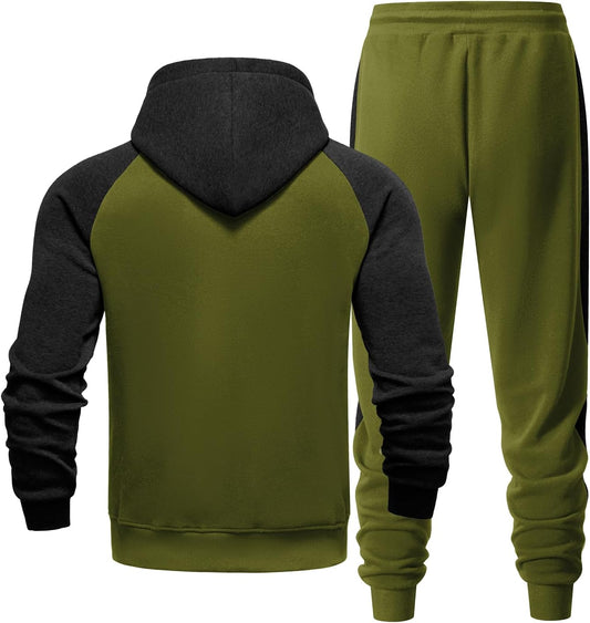 Men's Tracksuit 2 Pieces Set Zip Up Hoodie Outfit with Pockets