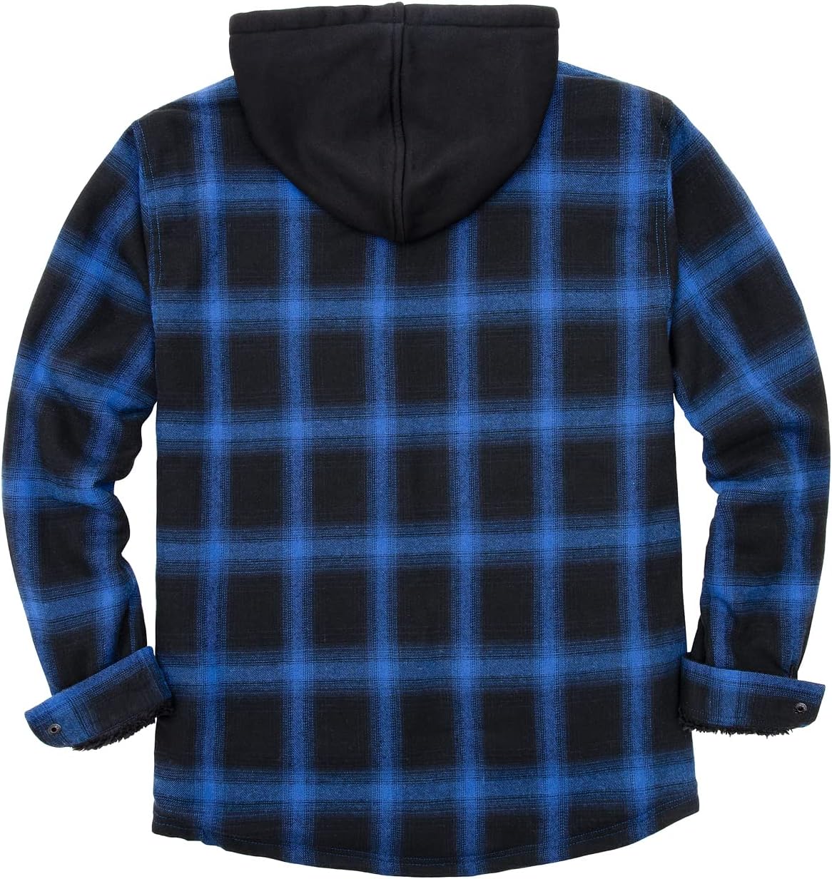 Men's Sherpa Lined Full Zip Hooded Plaid Shirt Jacket
