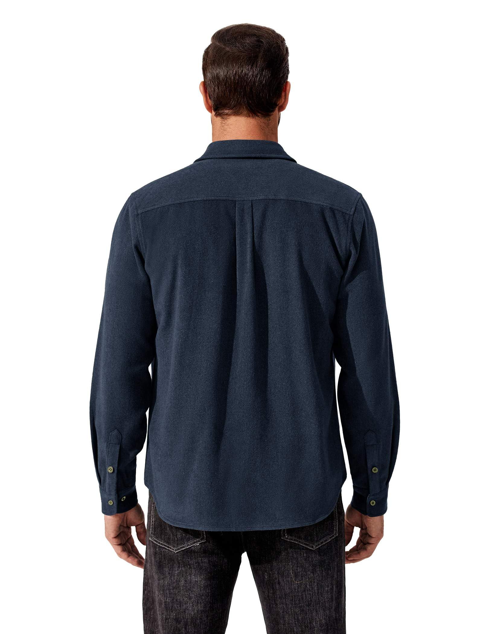Mens Flannel Cotton Shirt Long Sleeve Plaid Button Down With Pockets