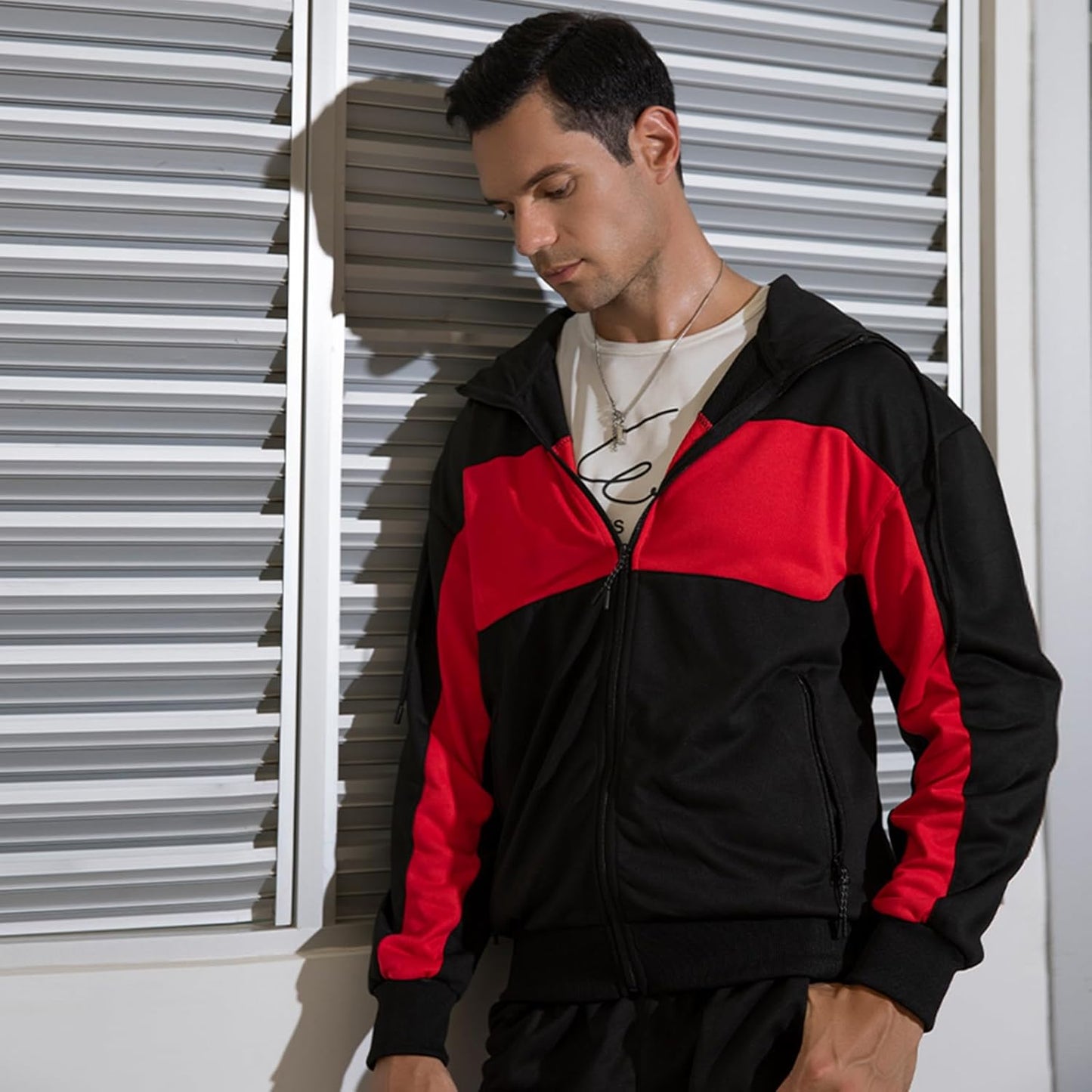 Full-Zip Jogging Sweatpants 2 Piece Patchwork Sportsuits