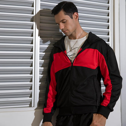 Full-Zip Jogging Sweatpants 2 Piece Patchwork Sportsuits