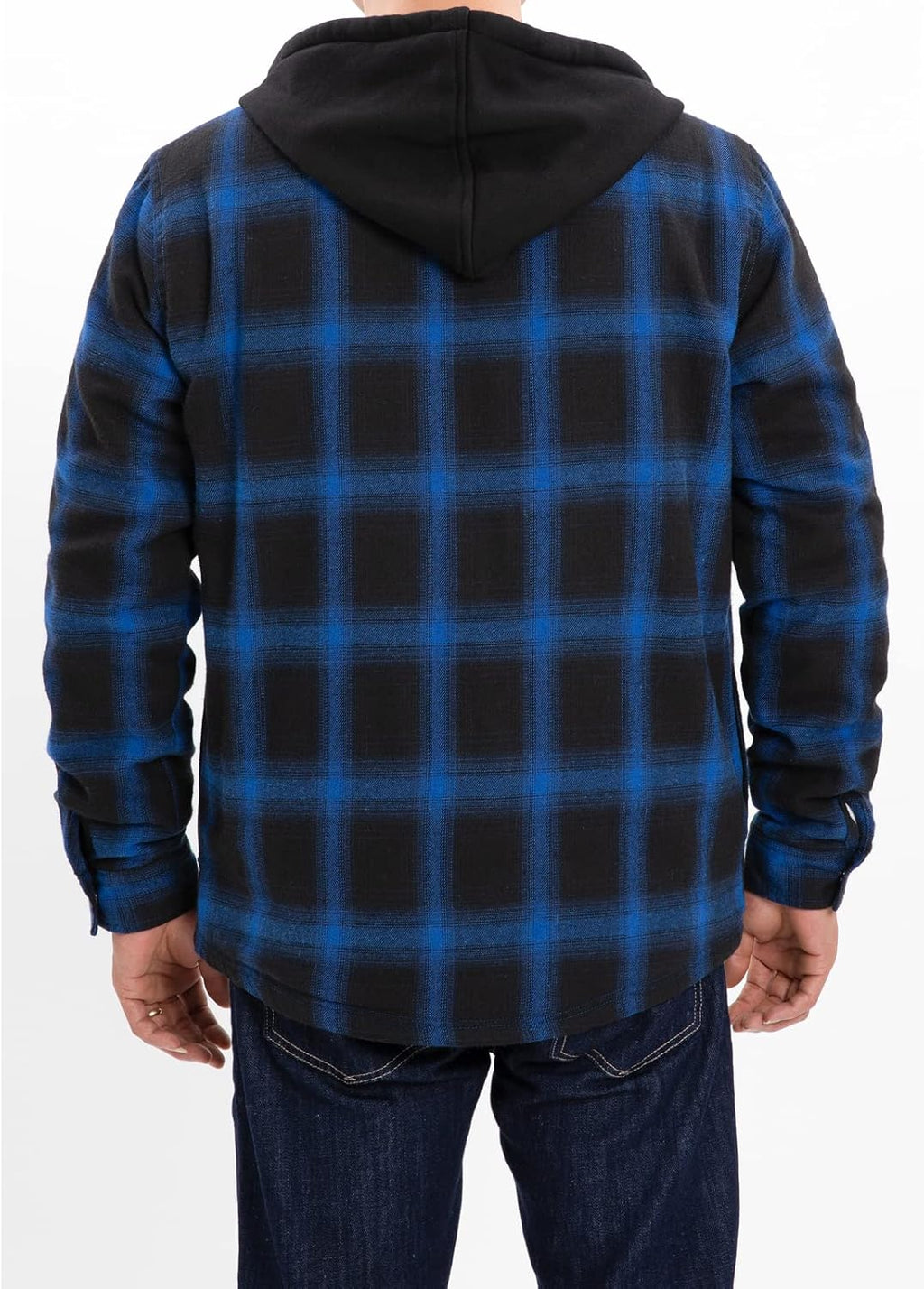 Men's Sherpa Lined Full Zip Hooded Plaid Shirt Jacket