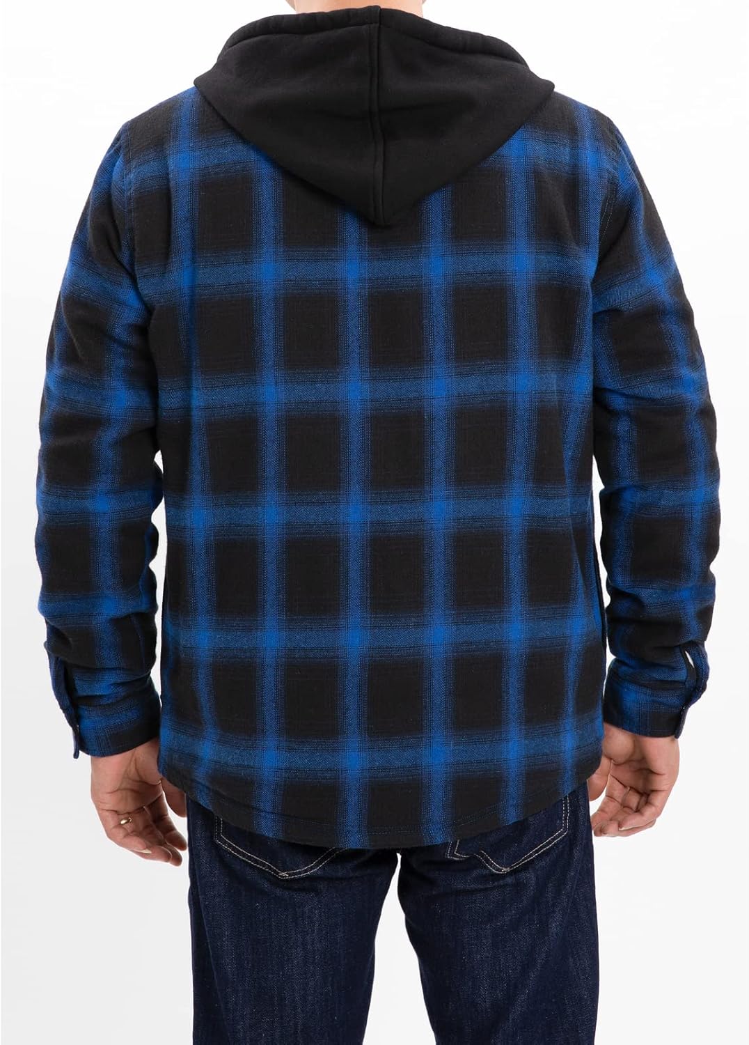 Men's Sherpa Lined Full Zip Hooded Plaid Shirt Jacket