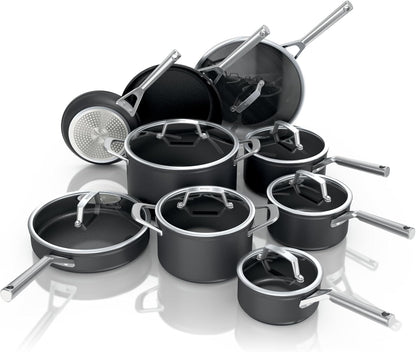 13 Piece Foodi NeverStick Hard Anodized Nonstick Cookware Set Oven Safe Grey