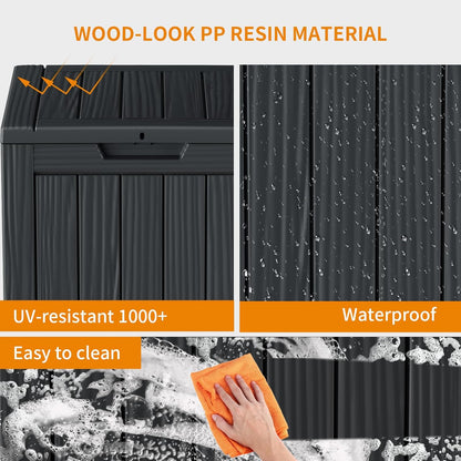 100 Gallon Resin Deck Box Lockable Waterproof Outdoor Storage Black