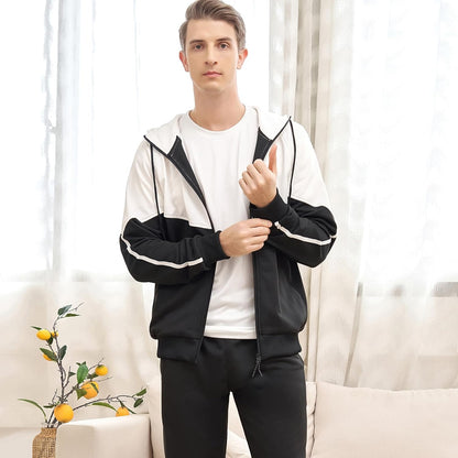 Full-Zip Jogging Sweatpants 2 Piece Patchwork Sportsuits