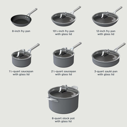 13 Piece Foodi NeverStick Hard Anodized Nonstick Cookware Set Oven Safe Grey