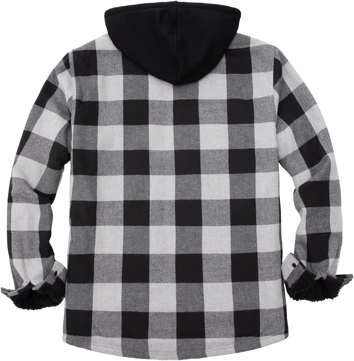 Men's Sherpa Lined Full Zip Hooded Plaid Shirt Jacket